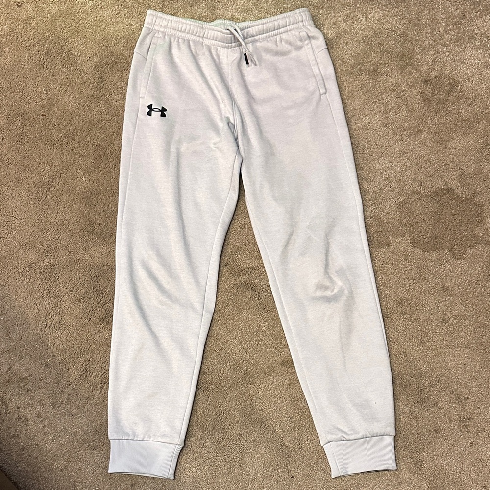 Under Armour Kids Pull On Jogger Sweatpants Loose Fleece White Youth Size XL YXL